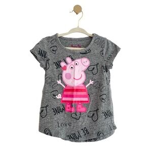 ⚡️4/$20⚡️ Peppa Pig Pink and Gray Valentine’s Kids T-Shirt | Girls 2T